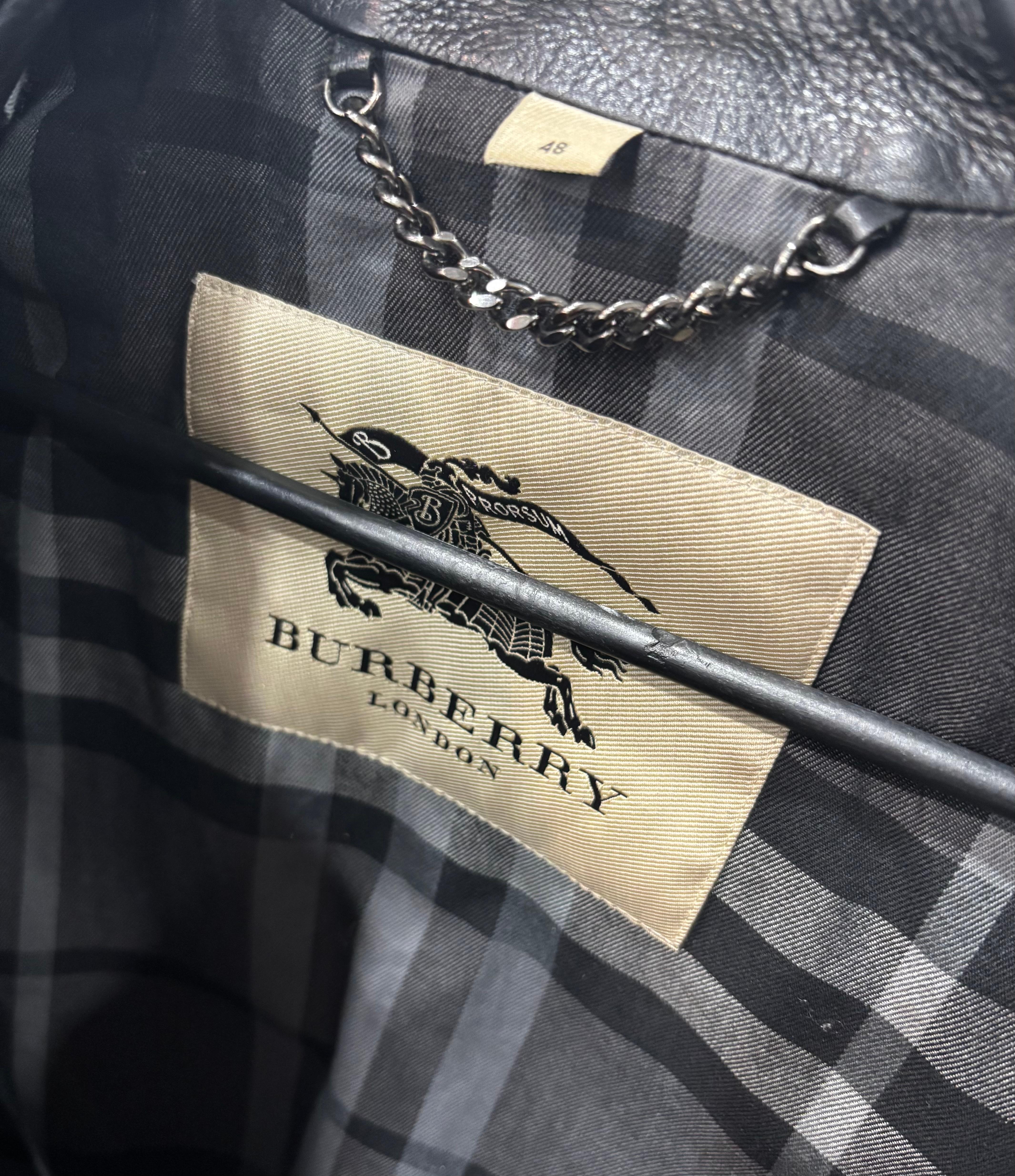 Burberry Men Leather Jacket Biker Size ITA48/M, S1246 7