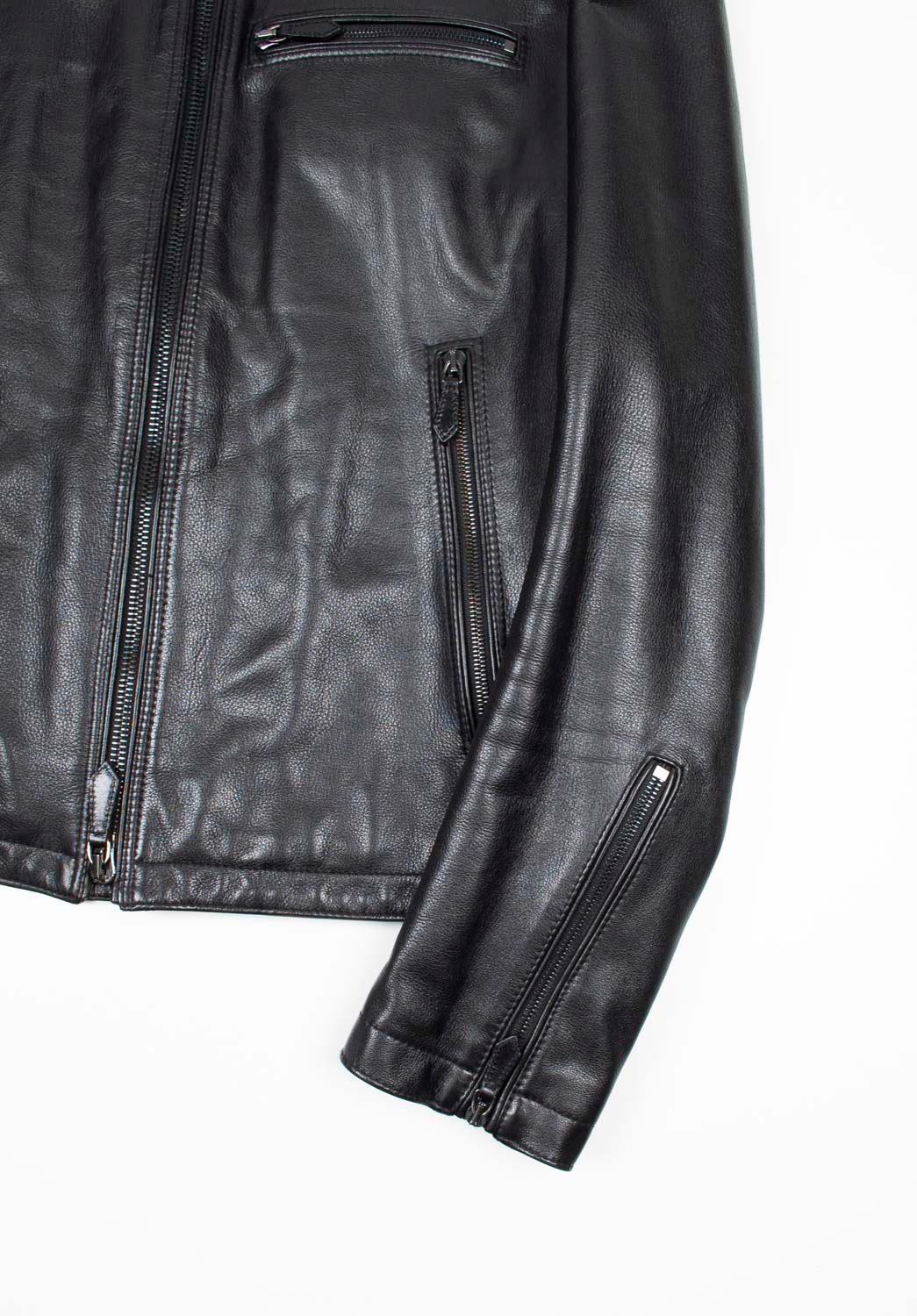 Burberry Men Leather Jacket Biker Size ITA48/M, S1246 In Excellent Condition In Kaunas, LT