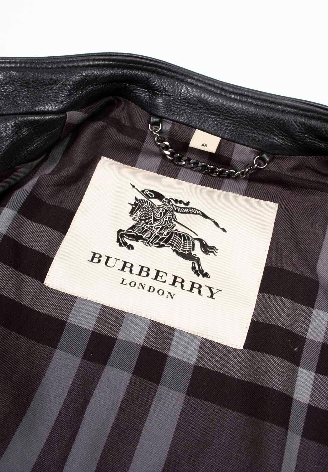 Burberry Men Leather Jacket Biker Size ITA48/M, S1246 3