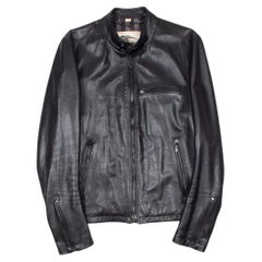 Burberry Men Leather Jacket Biker Size ITA48/M, S1246