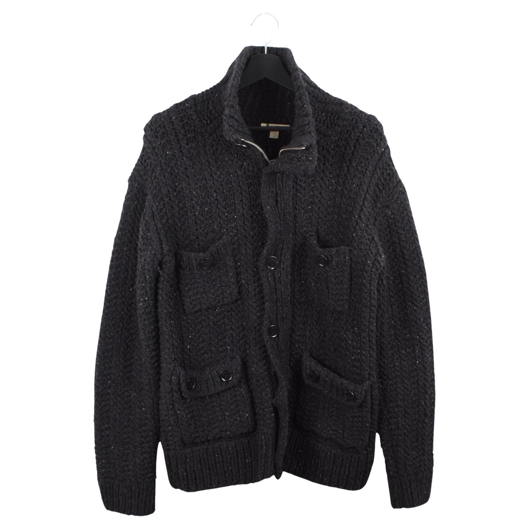 Burberry Herren Pullover schwer stricken Reißverschluss Knopf Größe M/L, S1859