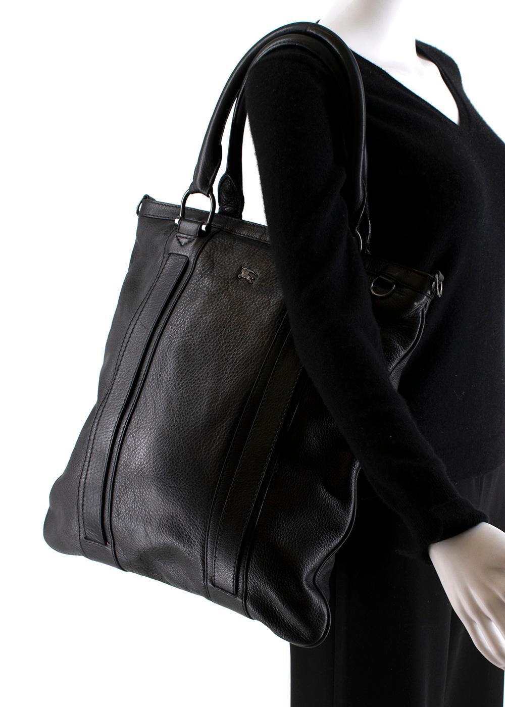 Burberry Mens Black Leather Tote Bag 2