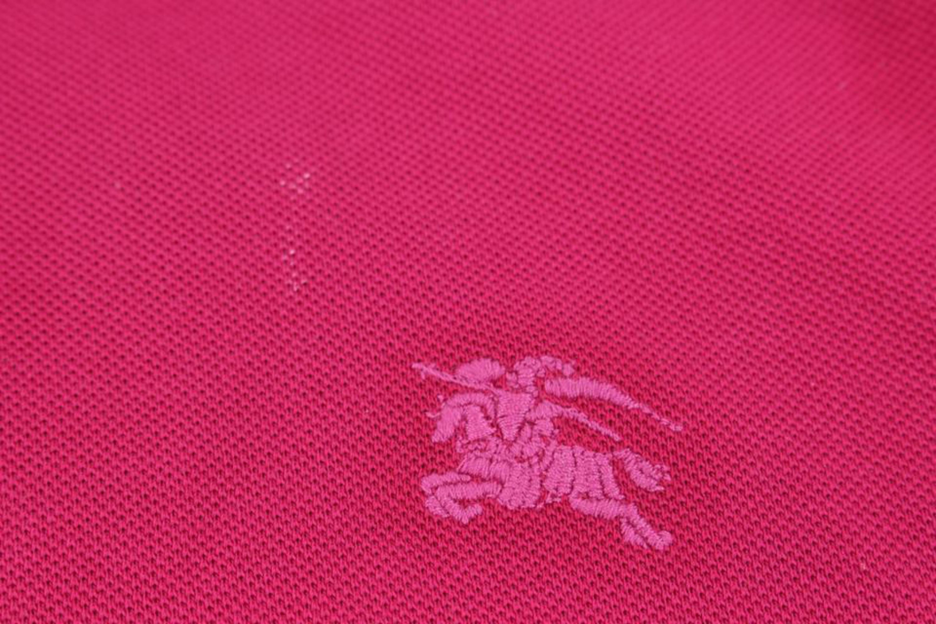 Burberry Mens Large Fuchsia Hot Pink Polo Shirt 119b4 4