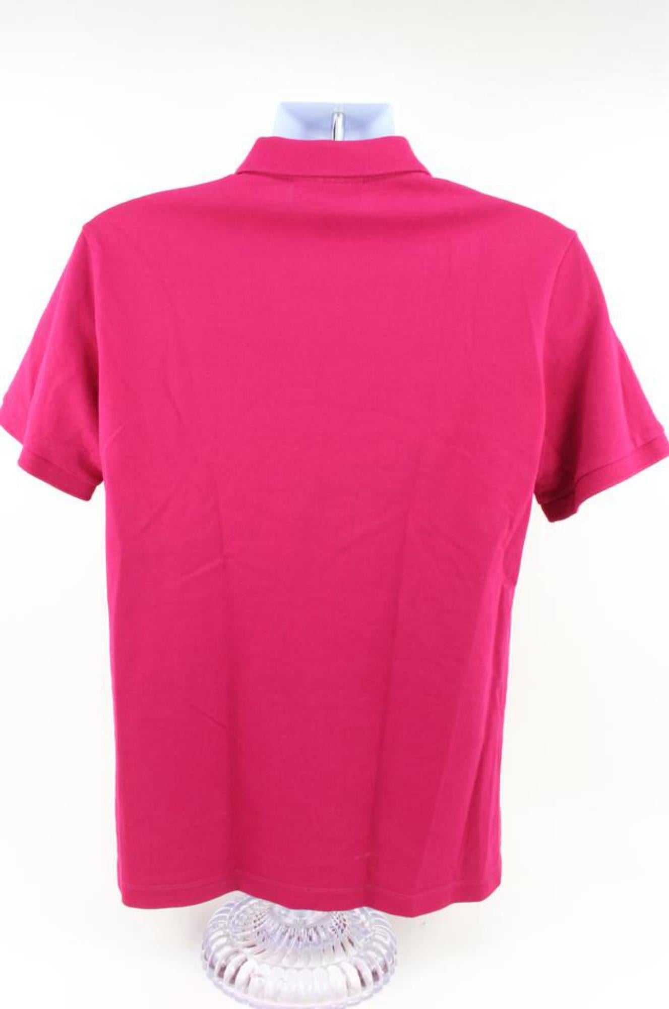 Burberry Mens Large Fuchsia Hot Pink Polo Shirt 119b4 In Excellent Condition In Dix hills, NY