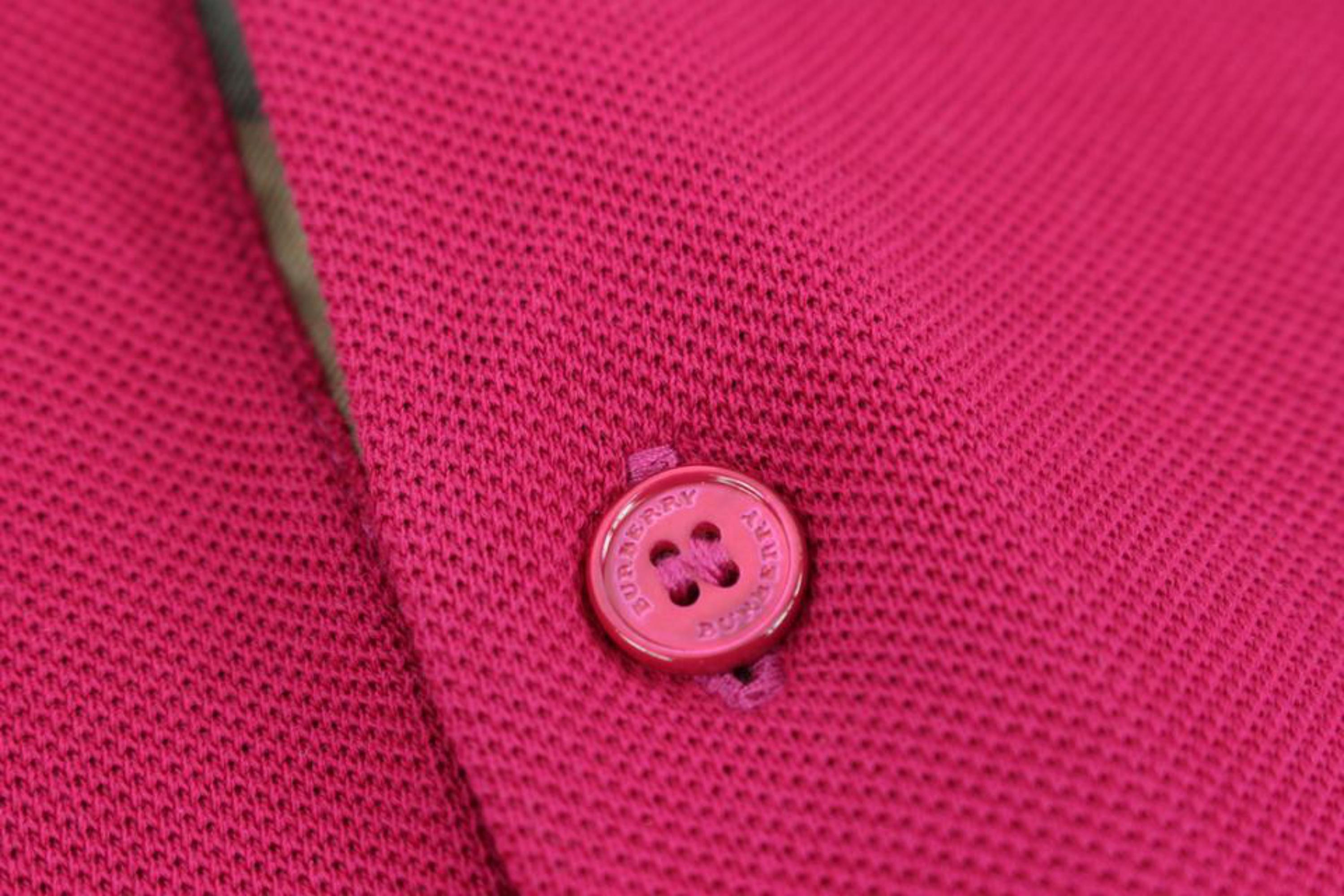 Men's Burberry Mens Large Fuchsia Hot Pink Polo Shirt 119b4
