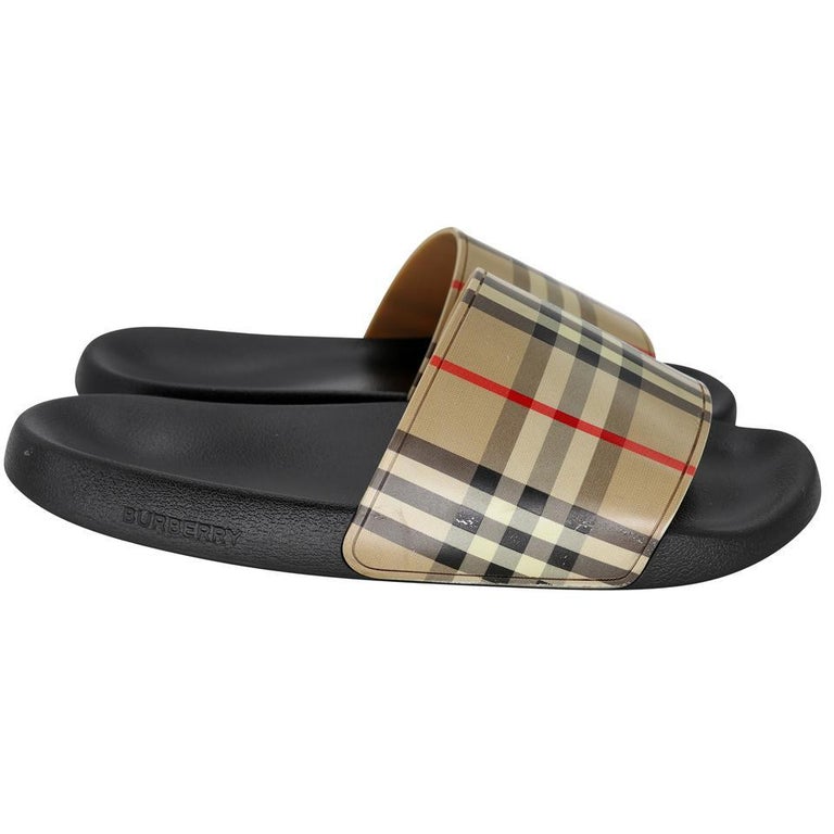 Burberry Men’s Nova Check Slide Sandals in Beige and Black Check Slides in Archive beige - Men | Burberry® Official main image 4