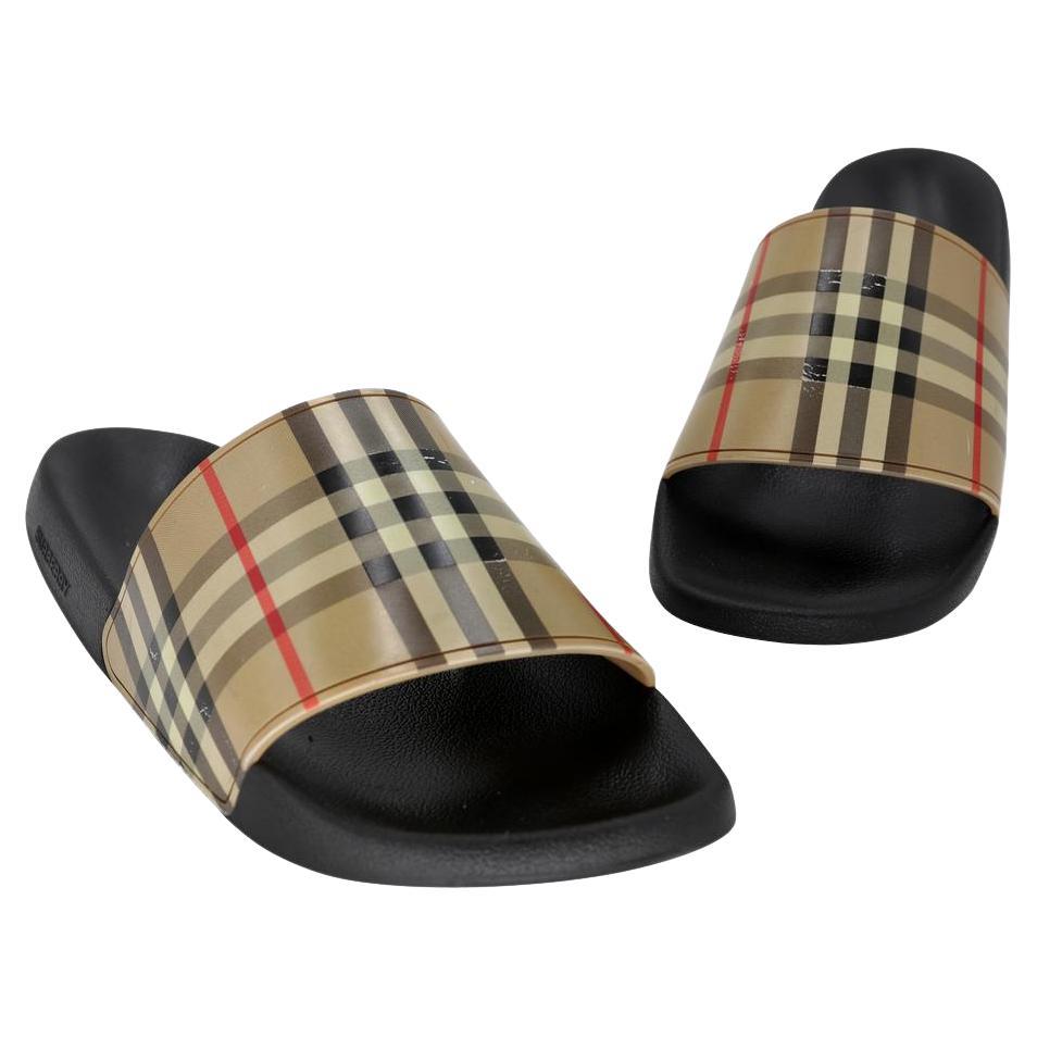 Burberry Mens Nova check sz 45 Monogram Pool Slides Sandals BB-S0529P-0007 For Sale