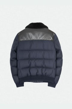 Burberry Men's Wool Bomber Jacket with Shearling Collar, Size L/XL