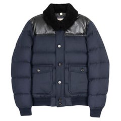 Blouson aviateur en laine pour homme Burberry avec col en peau de mouton, taille L/XL