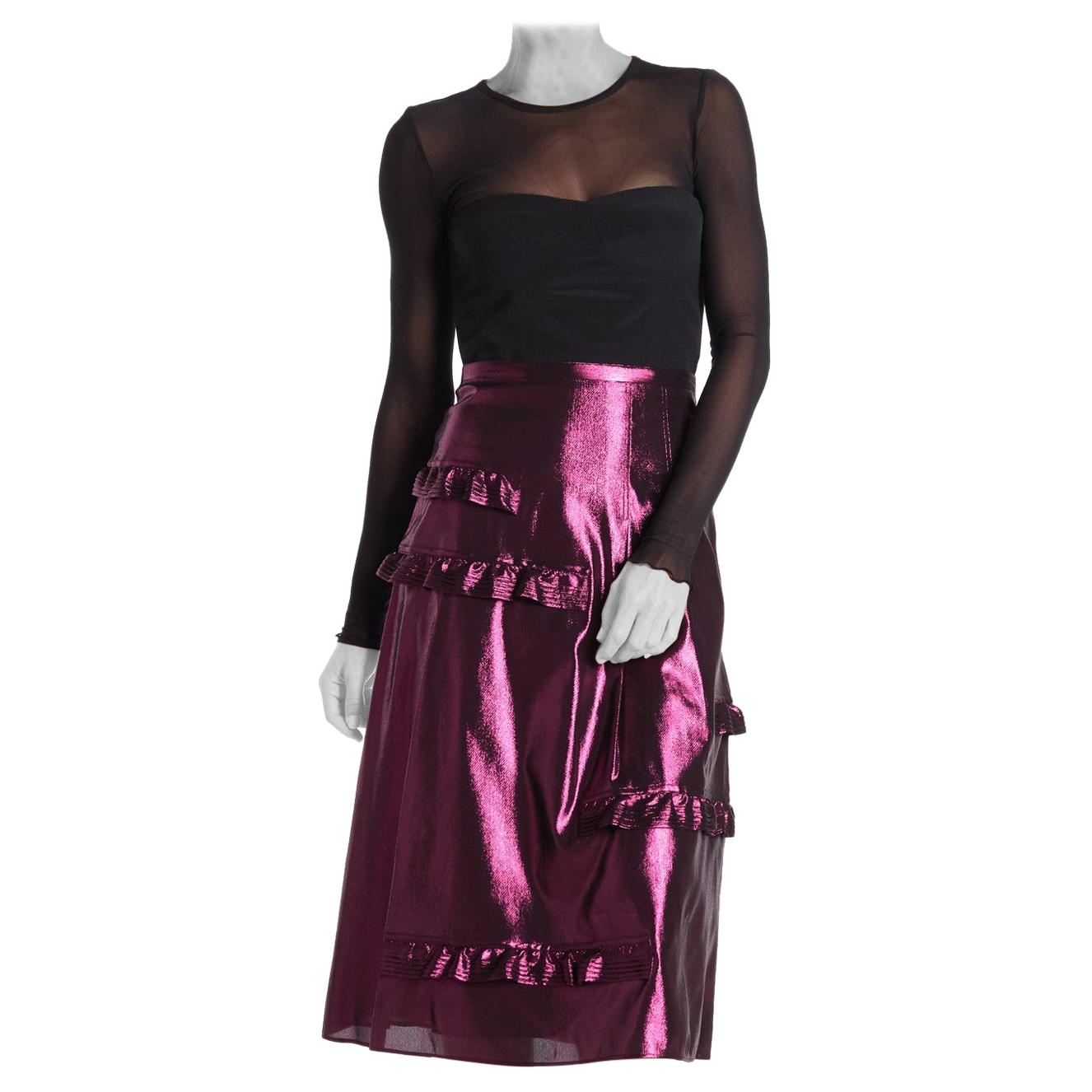 Burberry Merse Silk Blend Metallic Midi Skirt - Size US 12 For Sale
