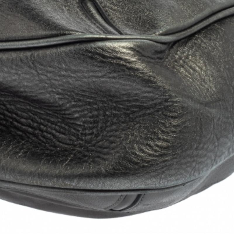 Black Burberry Metallic Anthracite Leather Fairby Hobo For Sale
