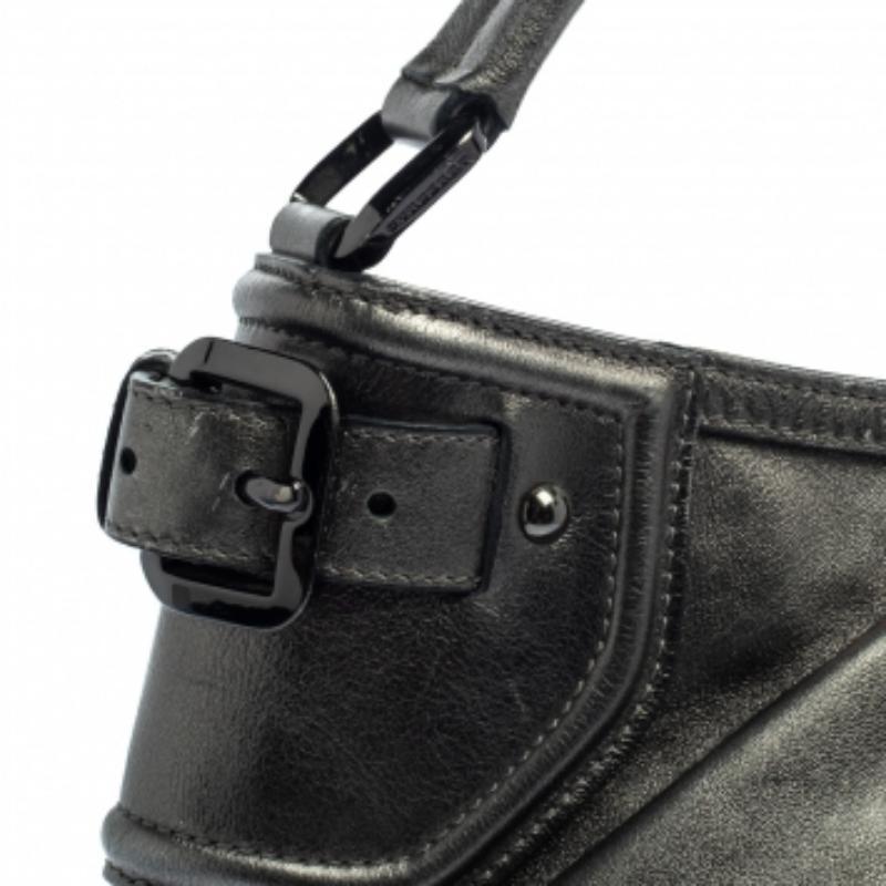 Burberry Metallic Anthracite Leather Fairby Hobo For Sale 2