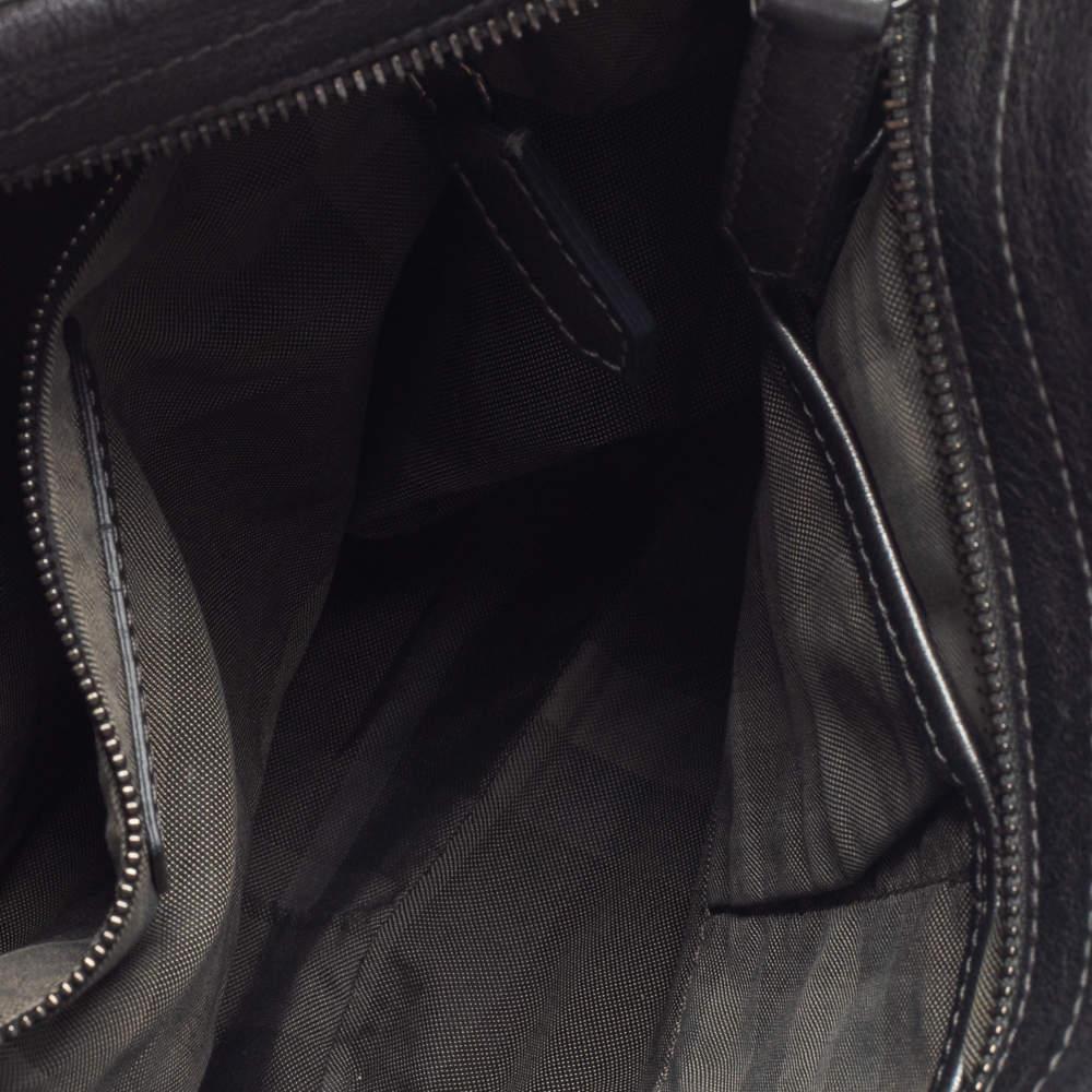 Burberry, borsa in pelle metallizzata antracite Fairby Hobo 3
