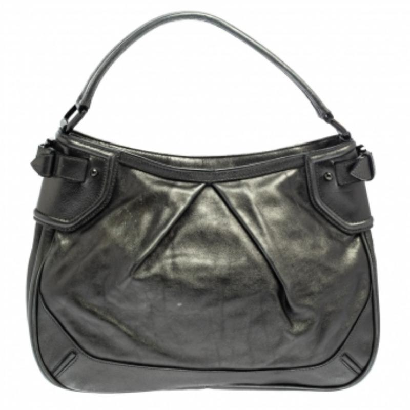 Burberry Metallic Anthracite Leather Fairby Hobo For Sale 3