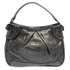 Burberry, borsa in pelle metallizzata antracite Fairby Hobo