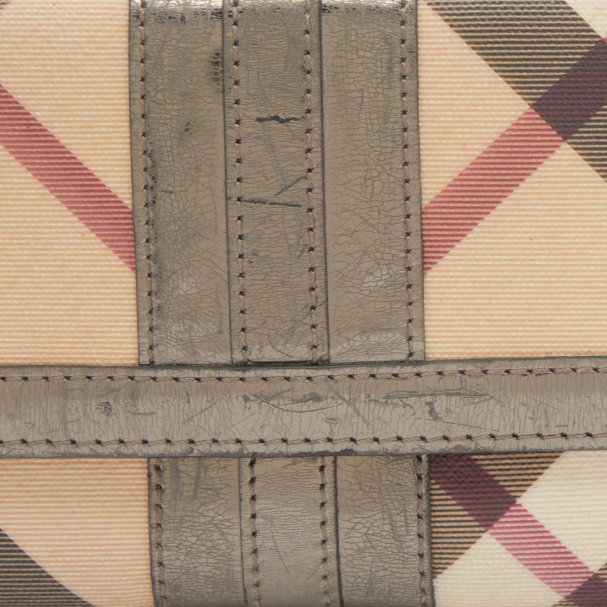 Women's Burberry Metallic/Beige Nova Check PVC and Patent Leather French Wallet For Sale