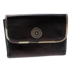Burberry Metallic Black Leather Bifold Wallet