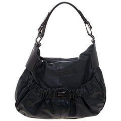 Burberry Metallic Black Leather Warrior Hobo