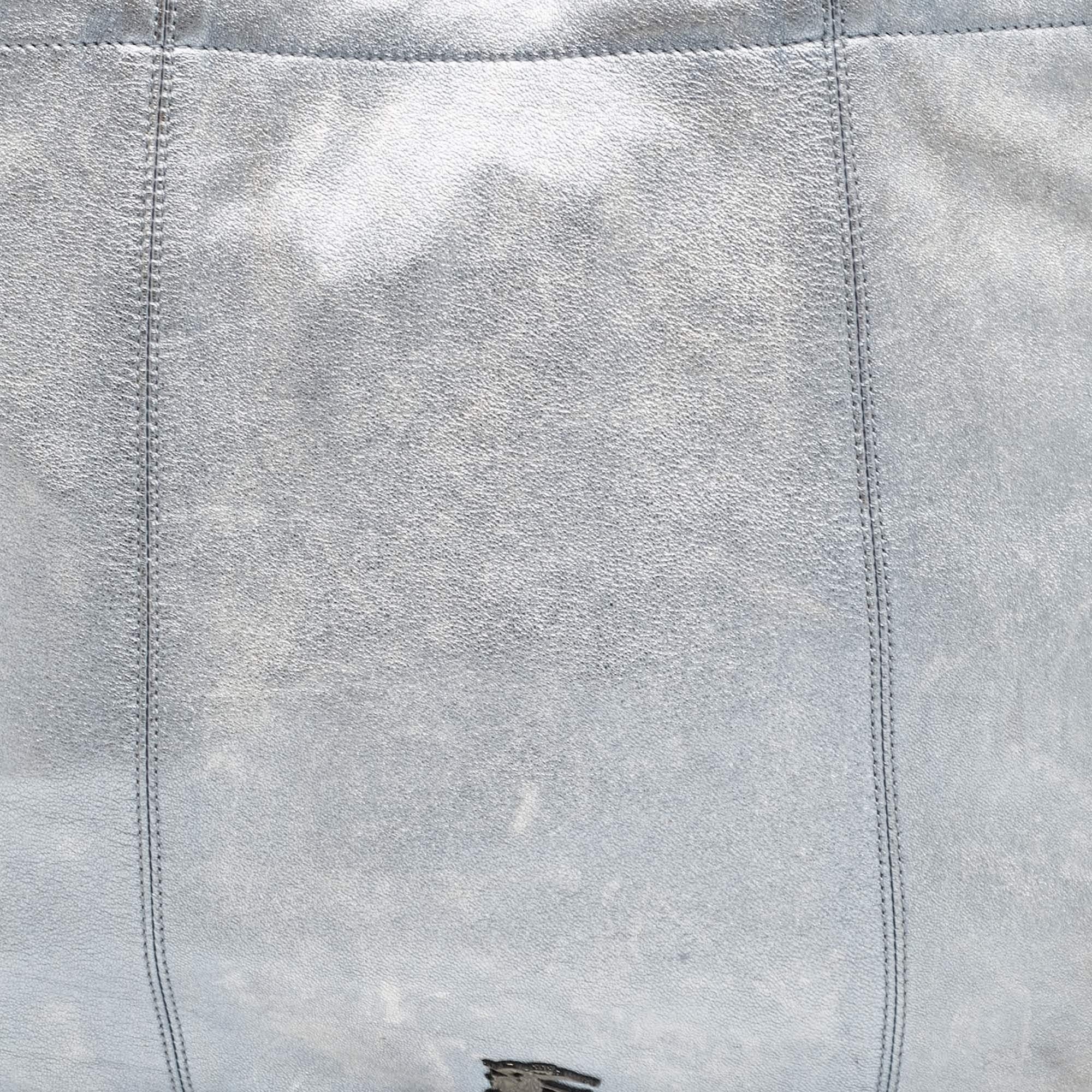 Women's Burberry Metallic Blue Leather Elmgate Tote