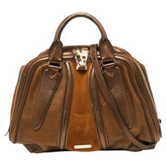 Burberry Metallic Bronze Leather And Suede Satchel