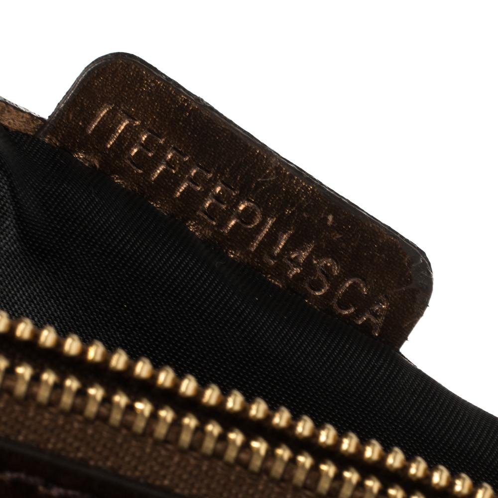 Burberry Metallic Bronze Studded Leather and Suede Flap Shoulder Bag 2