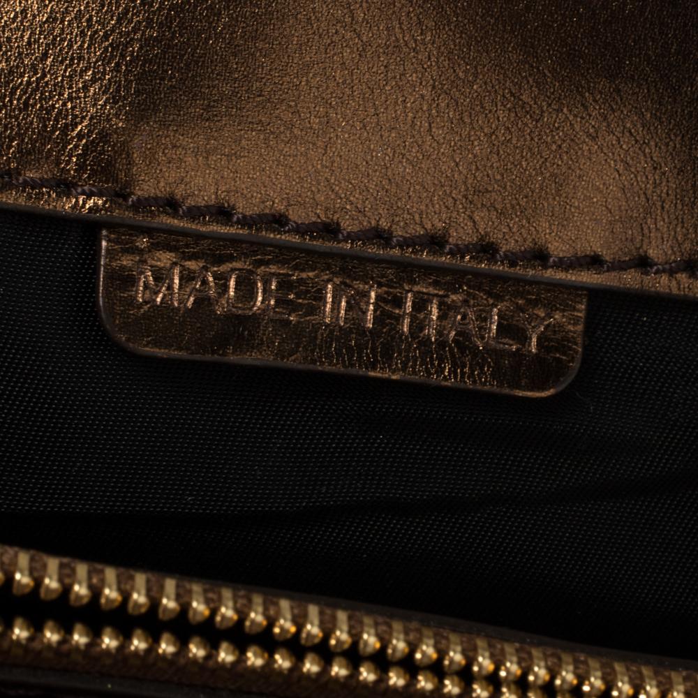 Burberry Metallic Bronze Studded Leather and Suede Flap Shoulder Bag 3