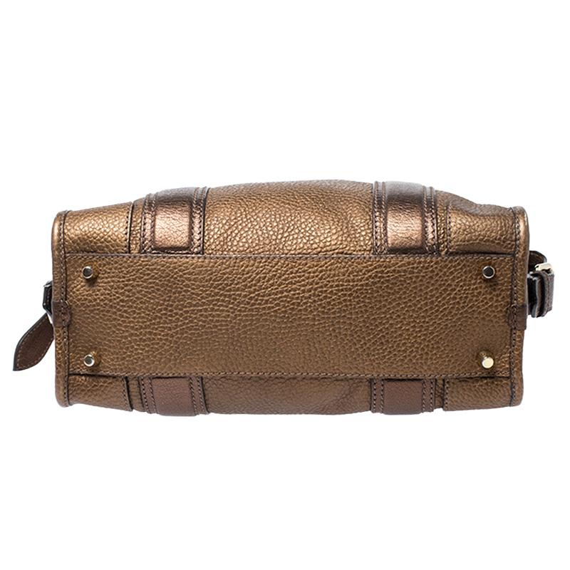 Women's Burberry Metallic Brown Leather Top Handle Bag