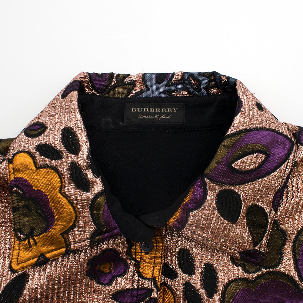 Brown Burberry Metallic Floral Jacquard Shirt	 