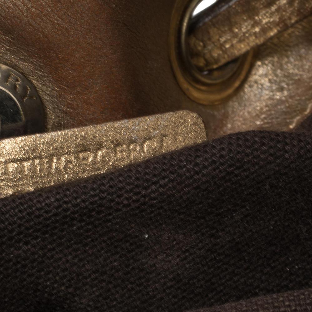Burberry oro metallizzato/beige, borsa Nova Check intrecciata in PVC e pelle, Hobo Warrior 6