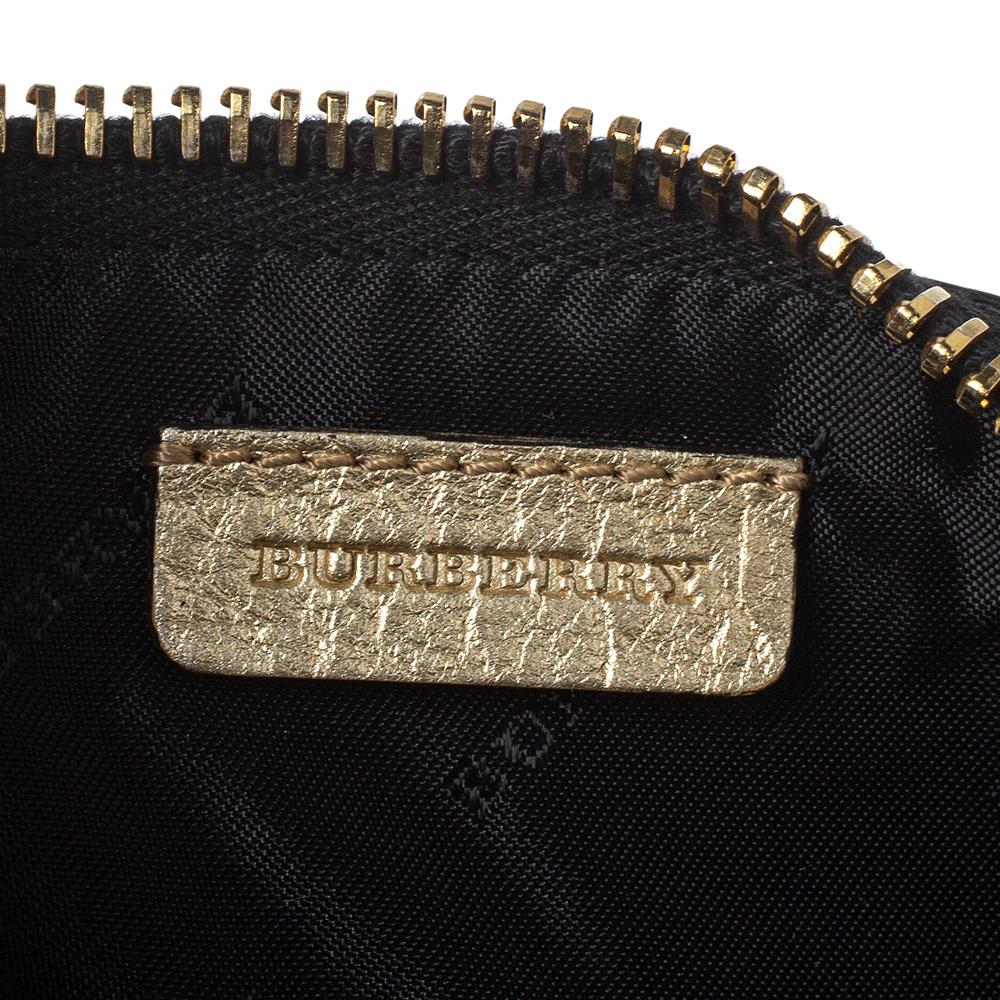 Women's Burberry Metallic Gold Leather Bow Peyton Crossbody Bag