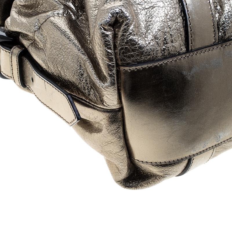 Burberry Metallic Gold Leather Curzon Shoulder Bag 6
