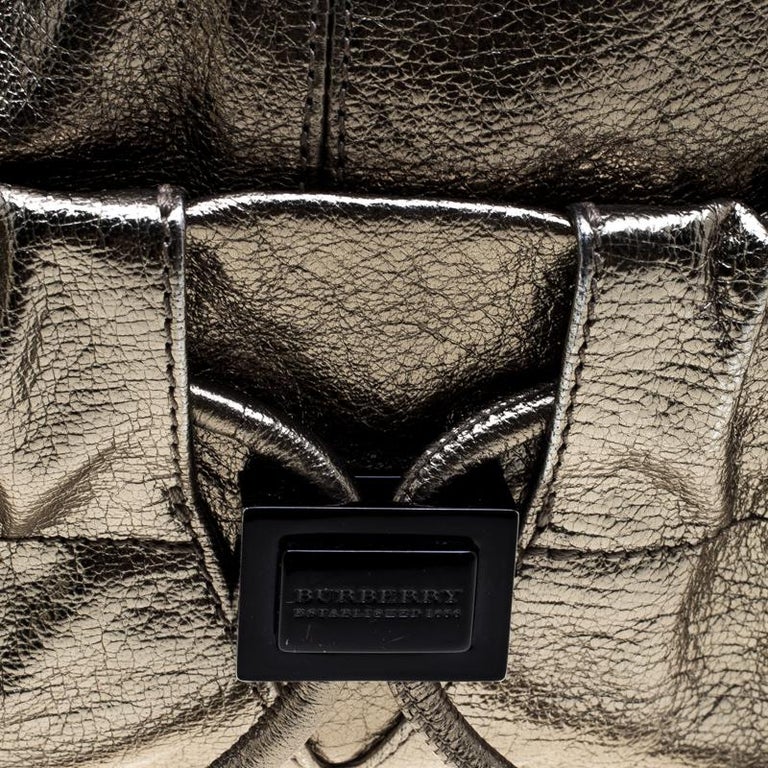 Burberry Metallic Gold Leather Curzon Shoulder Bag For Sale at 1stDibs