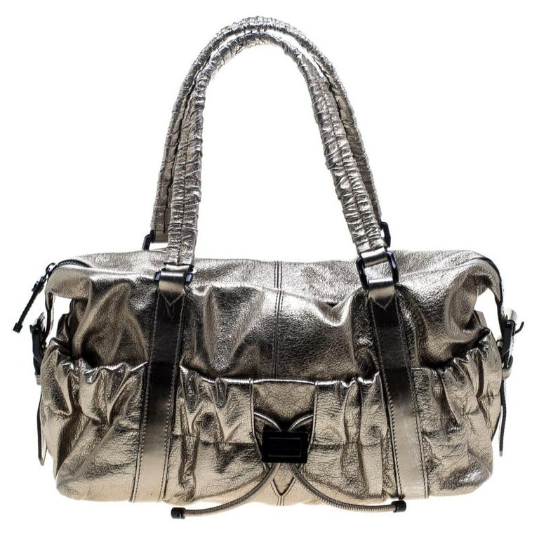 Burberry Metallic Gold Leather Curzon Shoulder Bag For Sale at 1stDibs