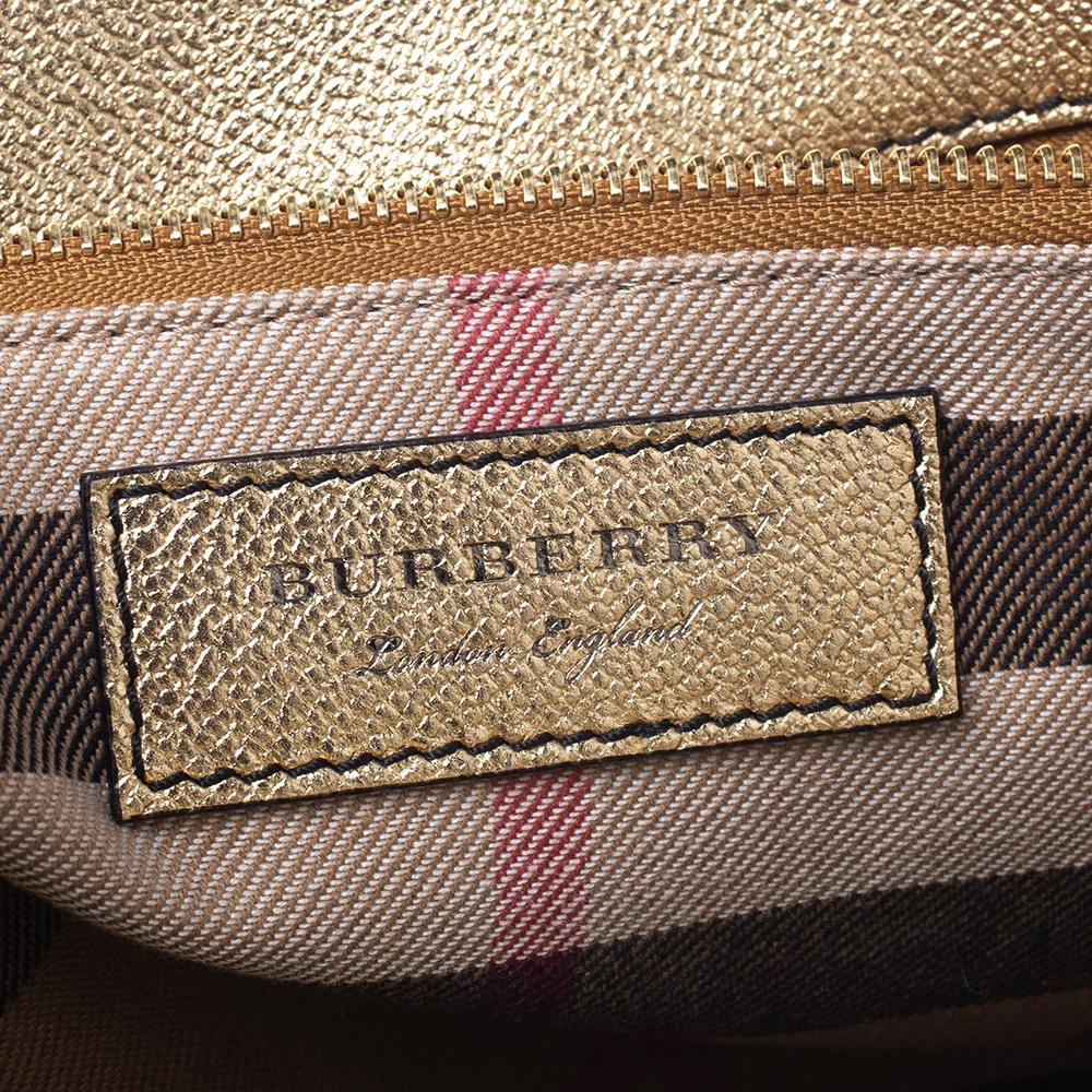 Burberry Metallic Gold Leather Medium Buckle Tote 6