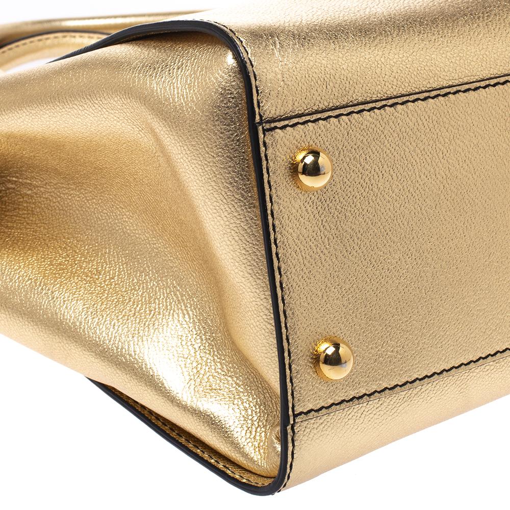 Burberry Metallic Gold Leather Medium Buckle Tote 2