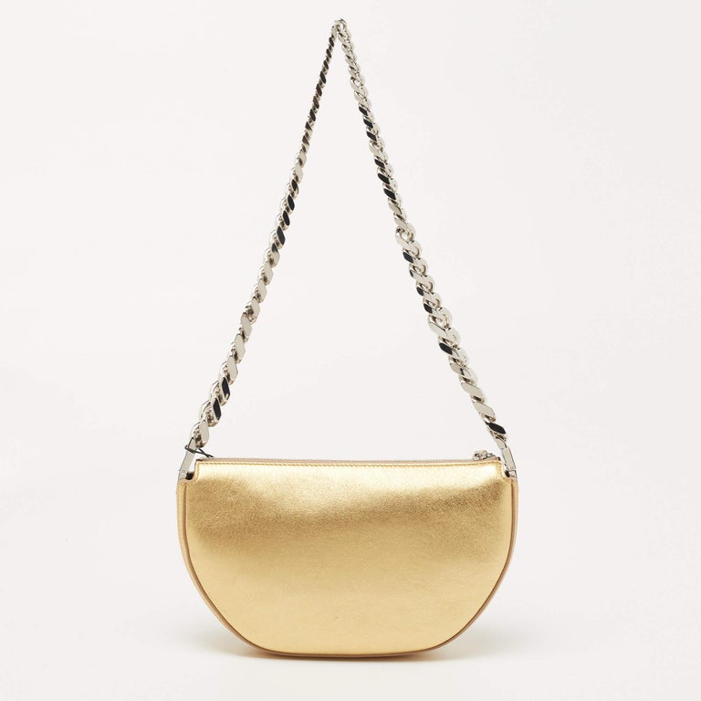 Burberry Metallic Gold Leather Mini Olympia Zip Chain Bag For Sale at ...