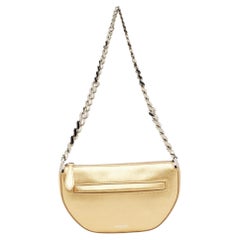 Burberry Metallic Gold Leather Mini Olympia Zip Chain Bag