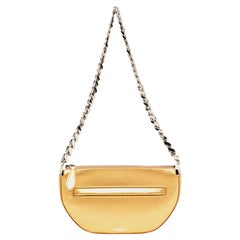 Burberry Metallic Gold Leather Mini Olympia Zip Chain Bag