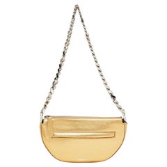 Burberry Metallic Gold Leather Mini Olympia Zip Chain Bag