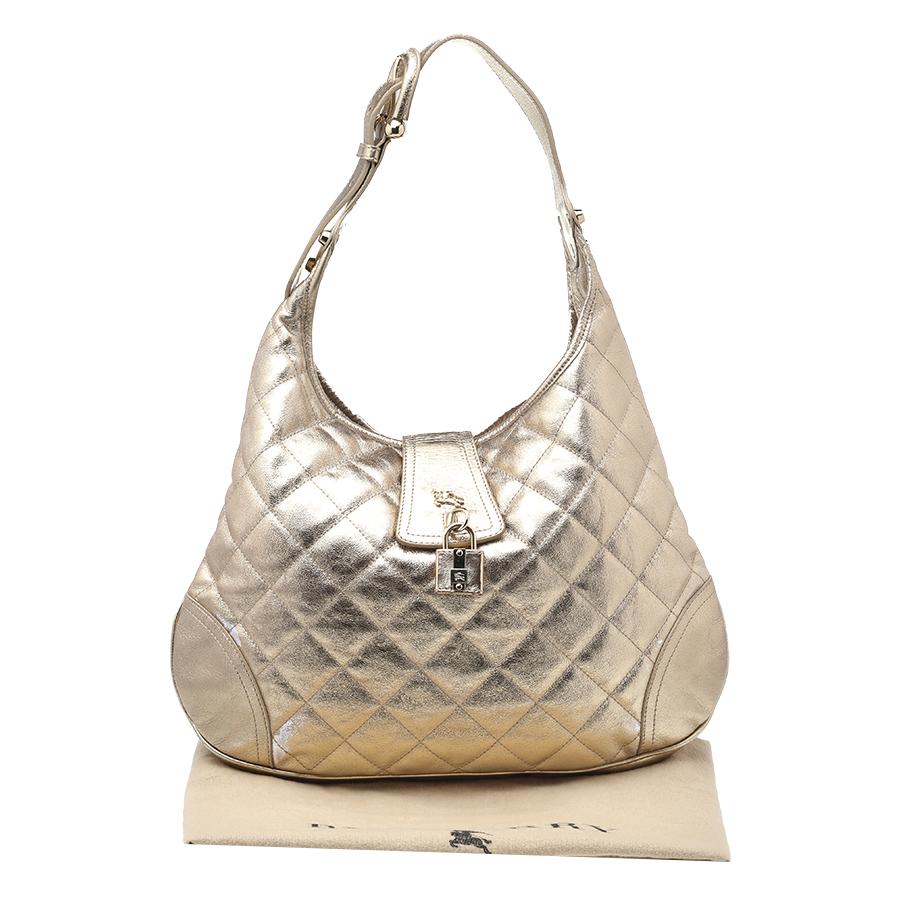 Burberry Metallic Gold Quilted Leather Brooke Hobo 6