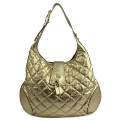 Burberry Metallic Gold Quilted Leather Handbag