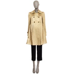 BURBERRY metallic gold wool silk BROCADE PEACOAT Coat Jacket 40 S
