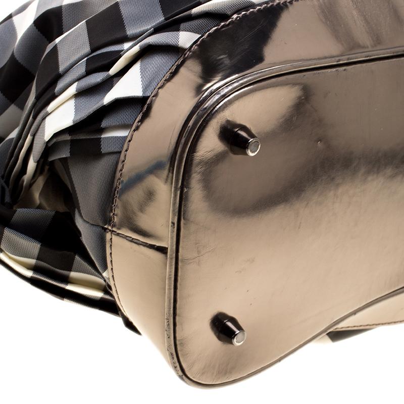 Burberry Metallic Grey Beat Check Nylon and Leather Shoulder Bag 5