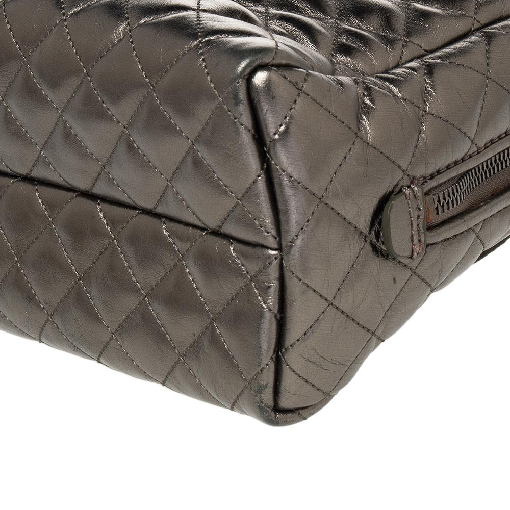 Burberry Metallic Grey Quilted Leather Satchel 3