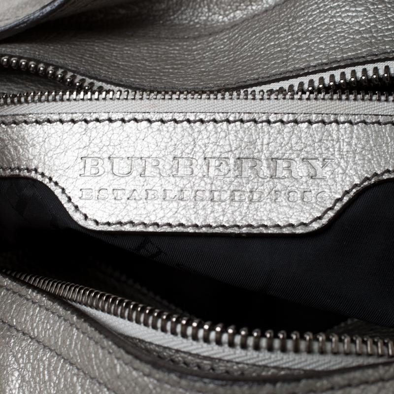 Burberry Metallic Grey Woven Leather Satchel 1