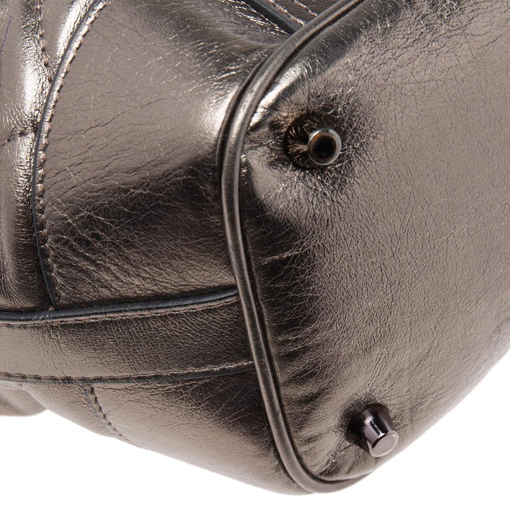 Burberry Metallic Gunmetal Quilted Leather Beaton Tote 6
