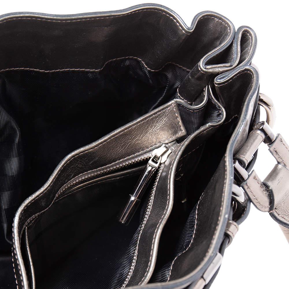 Burberry Metallic Gunmetal Quilted Leather Beaton Tote 3