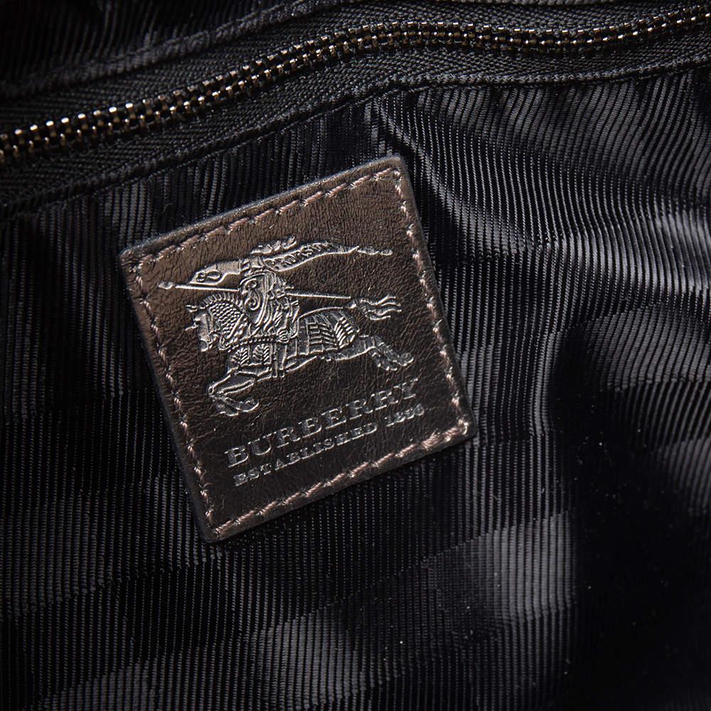 Burberry Metallic Gunmetal Quilted Leather Beaton Tote 4