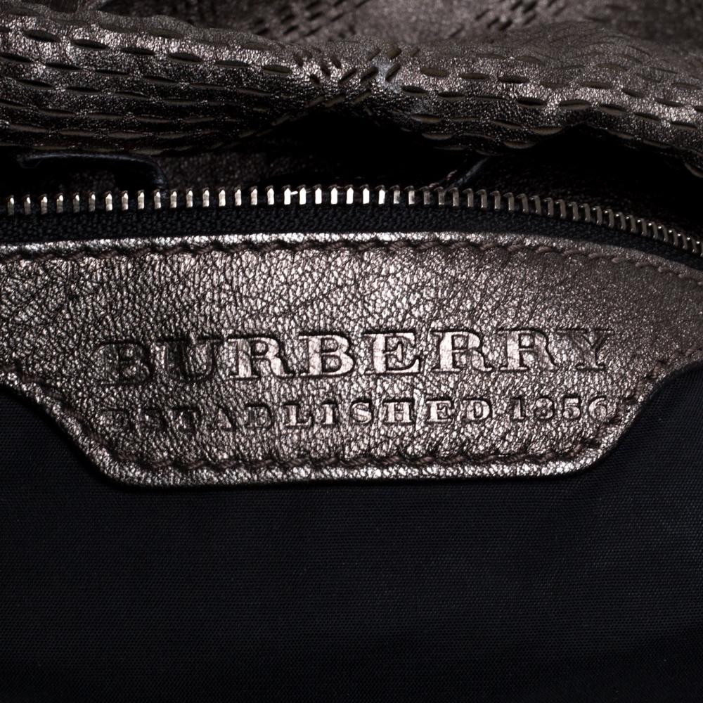Burberry Metallic Lasercut Soft Leather Drawstring Tote 5