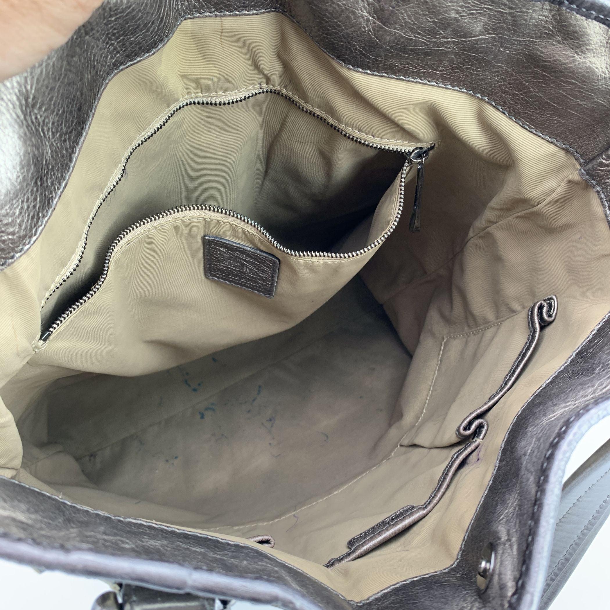 Women's Burberry Metallic Leather Nova Check Canvas Brooke Warrior Tote Bag For Sale